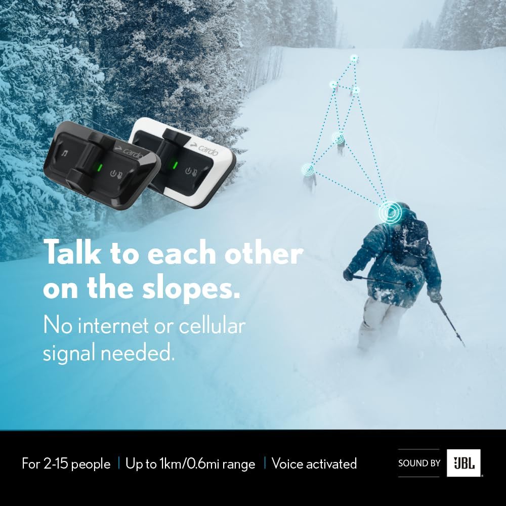Cardo PACKTALK Outdoor Helmet Communication System, Great for Ski, Snowboard and Cycling (Black, Single Pack)