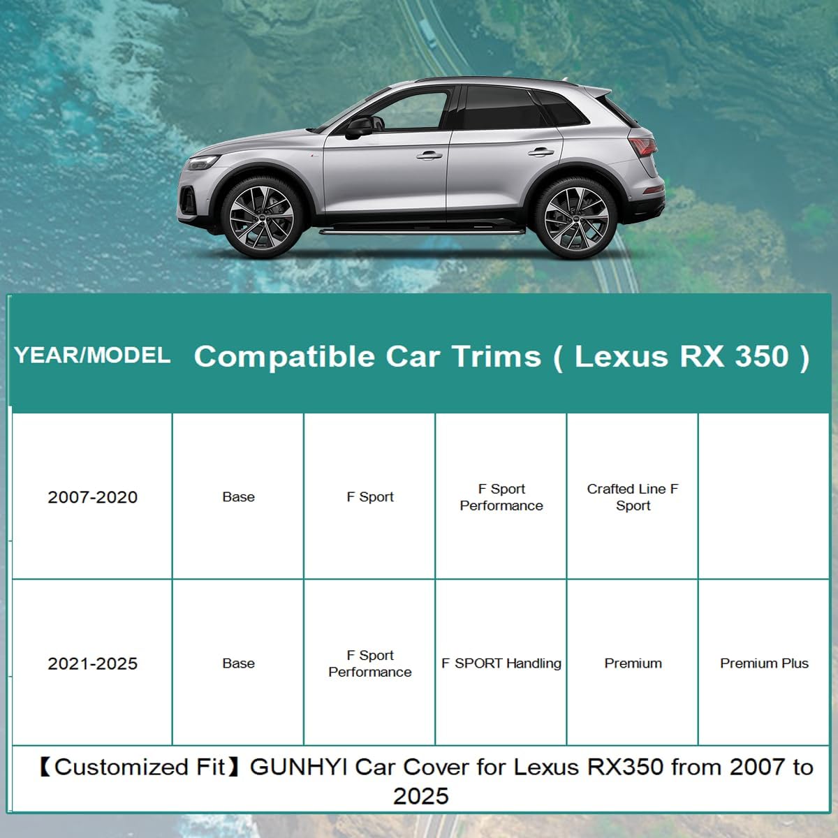 Premium Car Cover Custom Fit Lexus RX350 (2015-2025), 16 Layers Heavy Duty Car Cover Waterproof All Weather with Zipper Door for Sun Rain Snow Dust Uv Protection