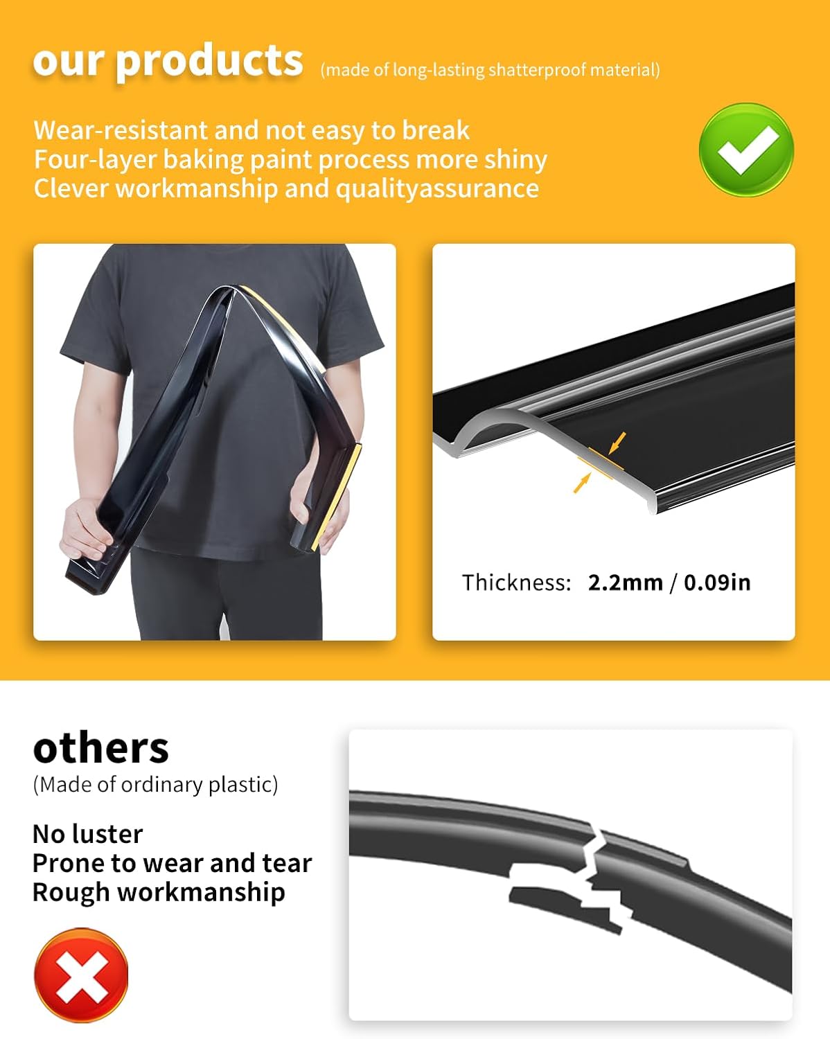 in-Channel Window Rain Guards Compatible with Truck Chevy Silverado/GMC Sierra 1500 2019-2025 Crew Cab Vent Visors Window Visors Extra Durable Window Deflectors Vent Shades Car Accessories