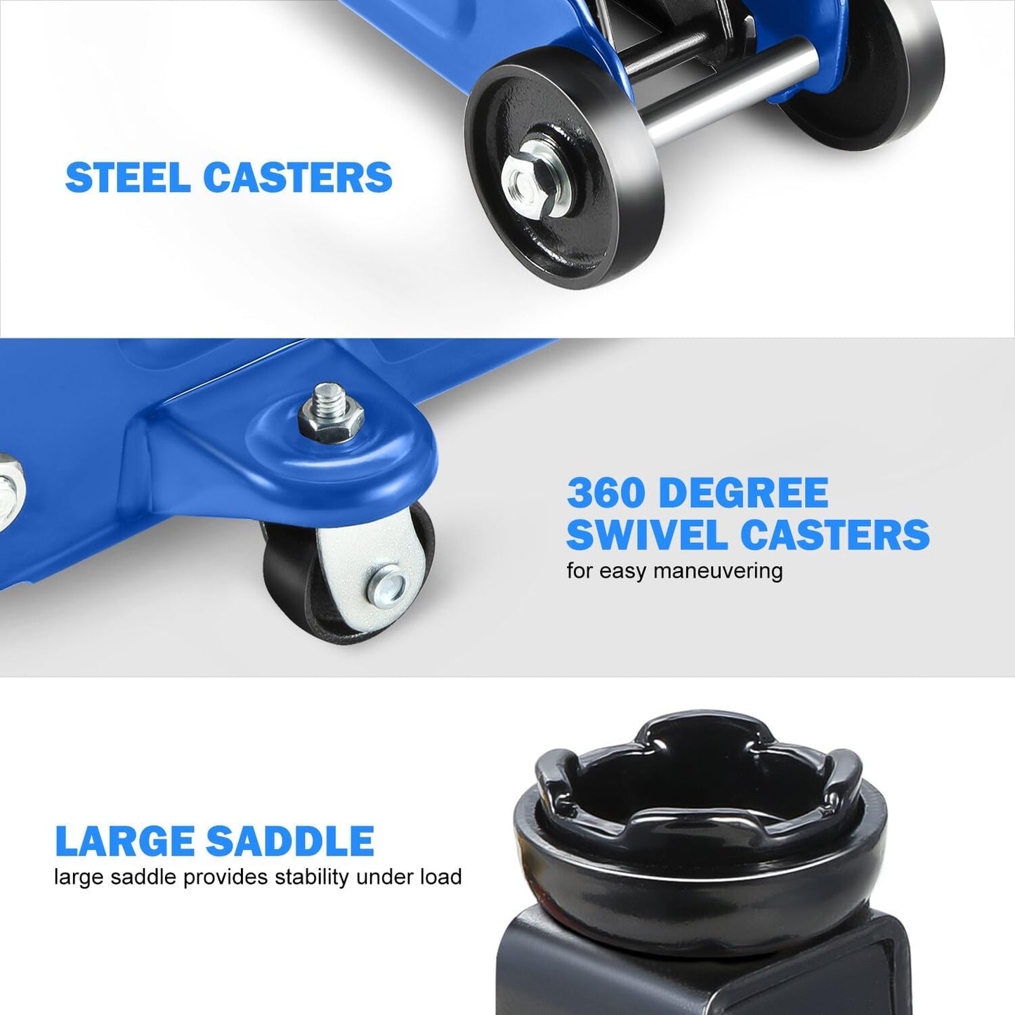 DNA MOTORING Low Profile Hydraulic Trolley Service/Floor Jack, 1.5 Ton (3000 lbs) Capacity, Lifting Range 5.3"-12",Blue,TOOLS-00327