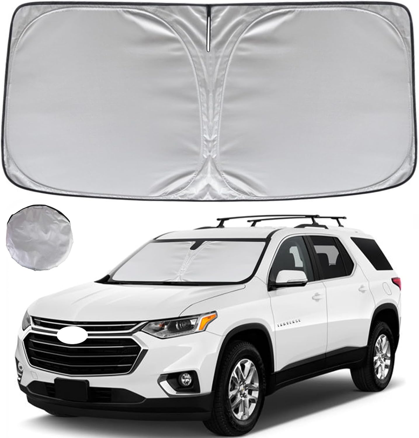 KAYZT Windshield Sun Shade for 2018-2024 Che-vrolet/Chevy Traverse LS, LT, RS, Redline, Premier, High Country SUV Foldable Sunshade Front Window Custom Fit Car Accessories