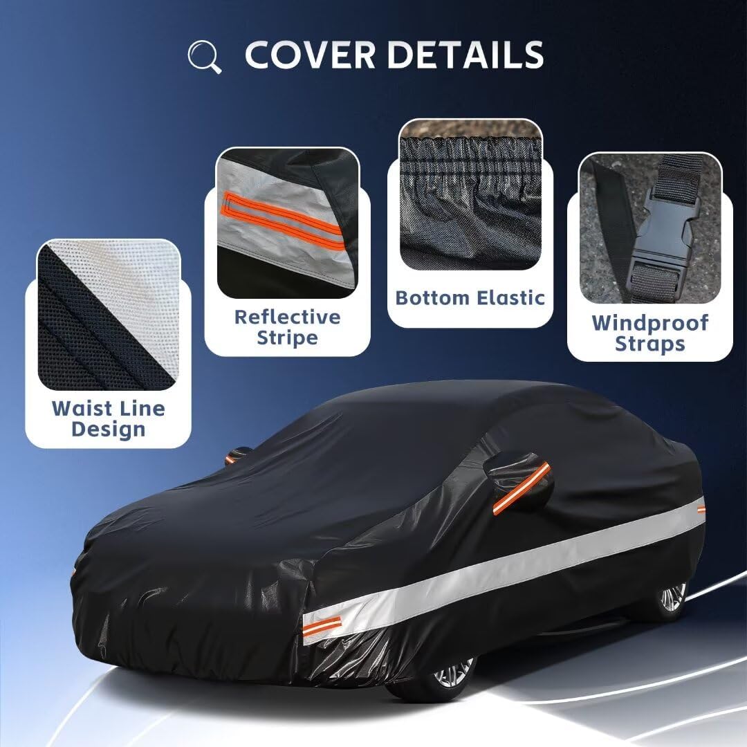 10 Layers Car Cover Custom Fit for Toyota Camry (1996-2025) Waterproof All Weather for Automobiles, Outdoor Full Cover Sun UV Rain Protection.Black