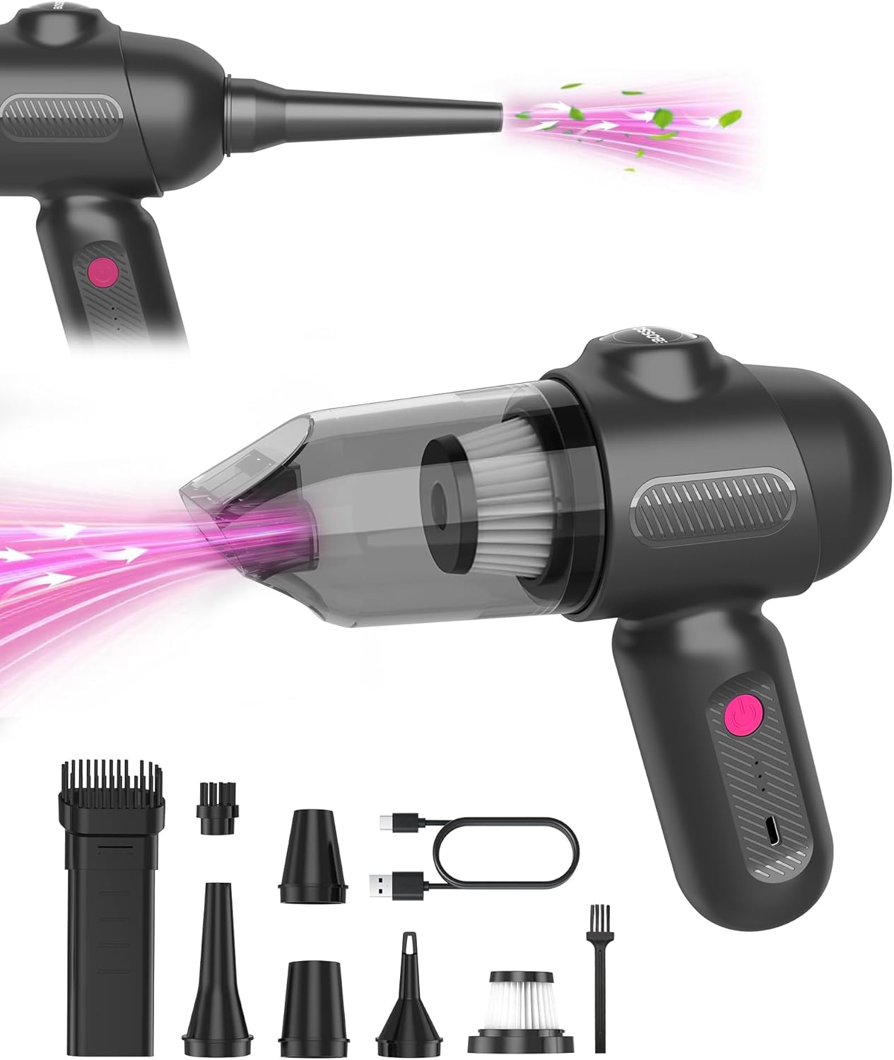 Car Vacuum V6 Pro, Cordless Handheld Vacuum with 8000Pa, Portable 4-in-1 Blowing and Suction Function Mini Vacuum Cleaner Air Duster Suitable for Quick Cleaning of Small Areas,Car,Office,Home,PC