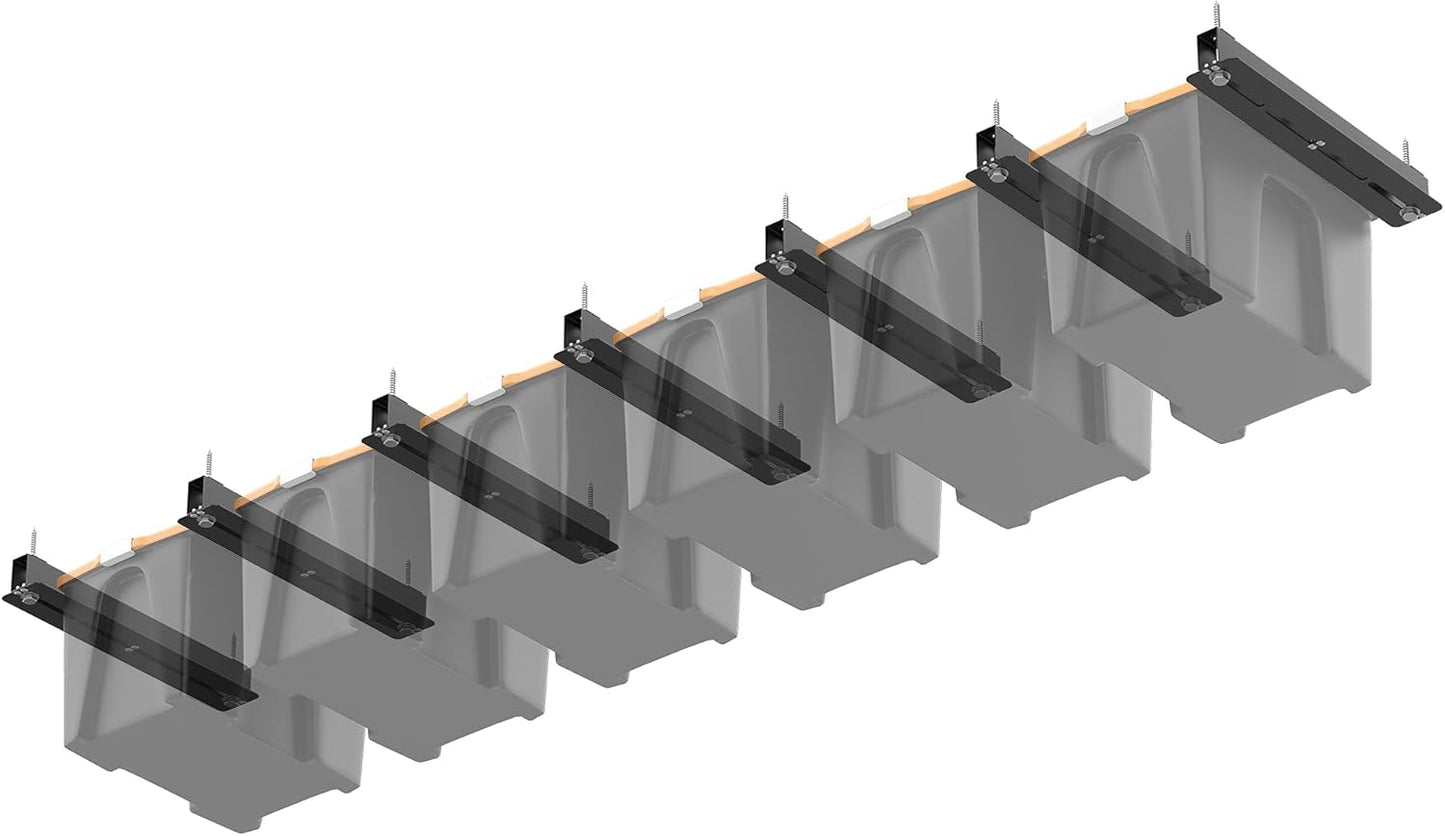 Ultrawall Overhead Garage Storage Racks for Bins, Ceiling Storage Rack Garage Hanging Organizer for Totes with Adjustable Width, Heavy Duty Ceiling Container Bin Rack (7 Pack, 6 Bins)