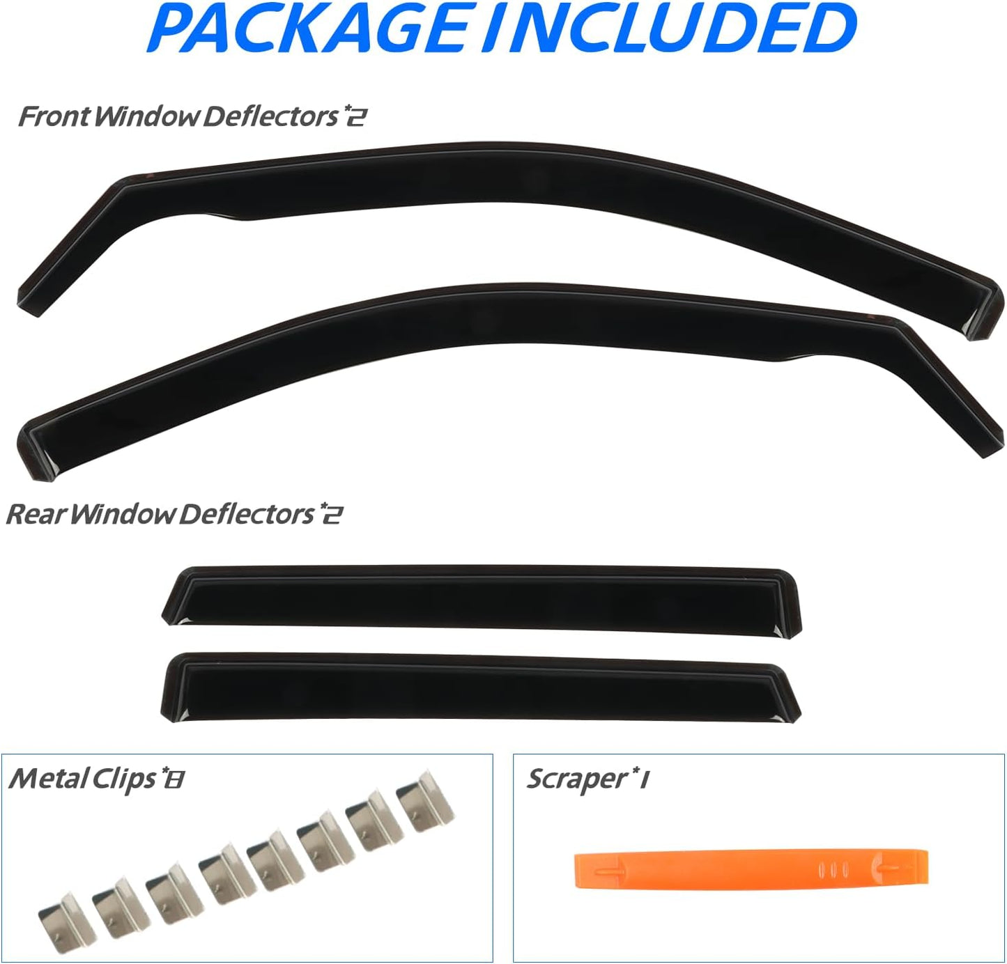 4PCS in-Channel Rain Guards for 2011-2020 Jeep Grand Cherokee, Durable Window Visors Side Wind Deflectors, Vent Shade Shield, 2011 2012 2013 2014 2015 2016 2017 2018 2019 2020