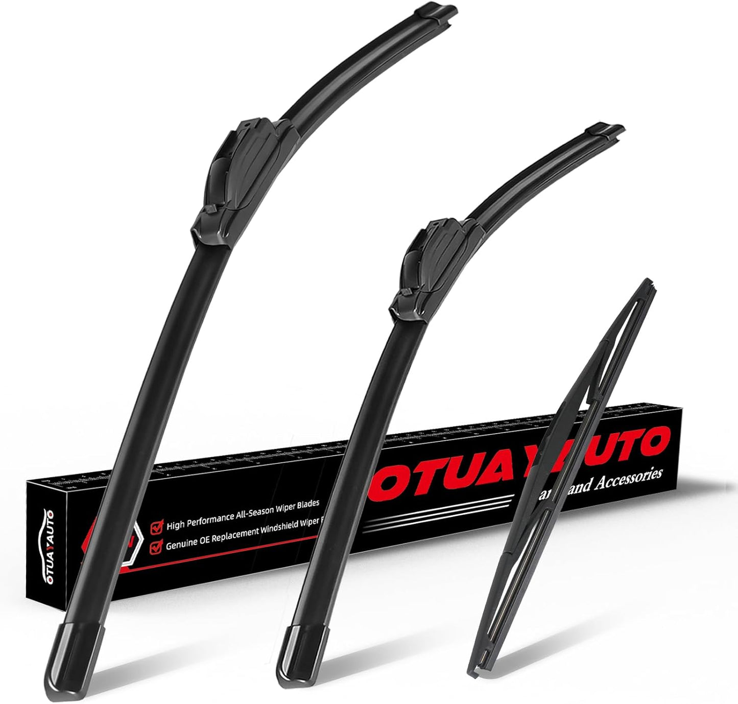 OTUAYAUTO Premium Windshield Wiper Blades - Replacement for Honda CRV CR-V 07-11, Nissan Leaf 18-20, Acura RDX 07-18, All-Weather, Front and Rear Wiper Blades, J/U Hook - 26"+16"+14" (Pack of 3)