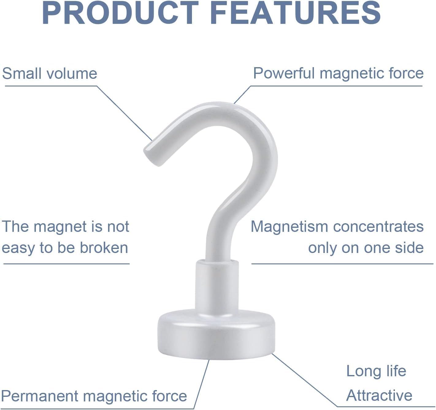 DIYMAG Magnetic Hooks, 30Lbs Strong Heavy Duty Cruise Magnet S-Hook for Classroom, Fridge, Hanging, Cabins, Grill, Kitchen, Garage, Workplace and Office Etc, (15 Pack-White)