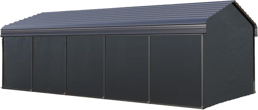 PHI VILLA 12 x 25 ft Heavy Duty Car Port with Galvanized Steel Roof with Sidewalls, Sturdy Metal Carport Kits for Cars, Boats, and Tractors