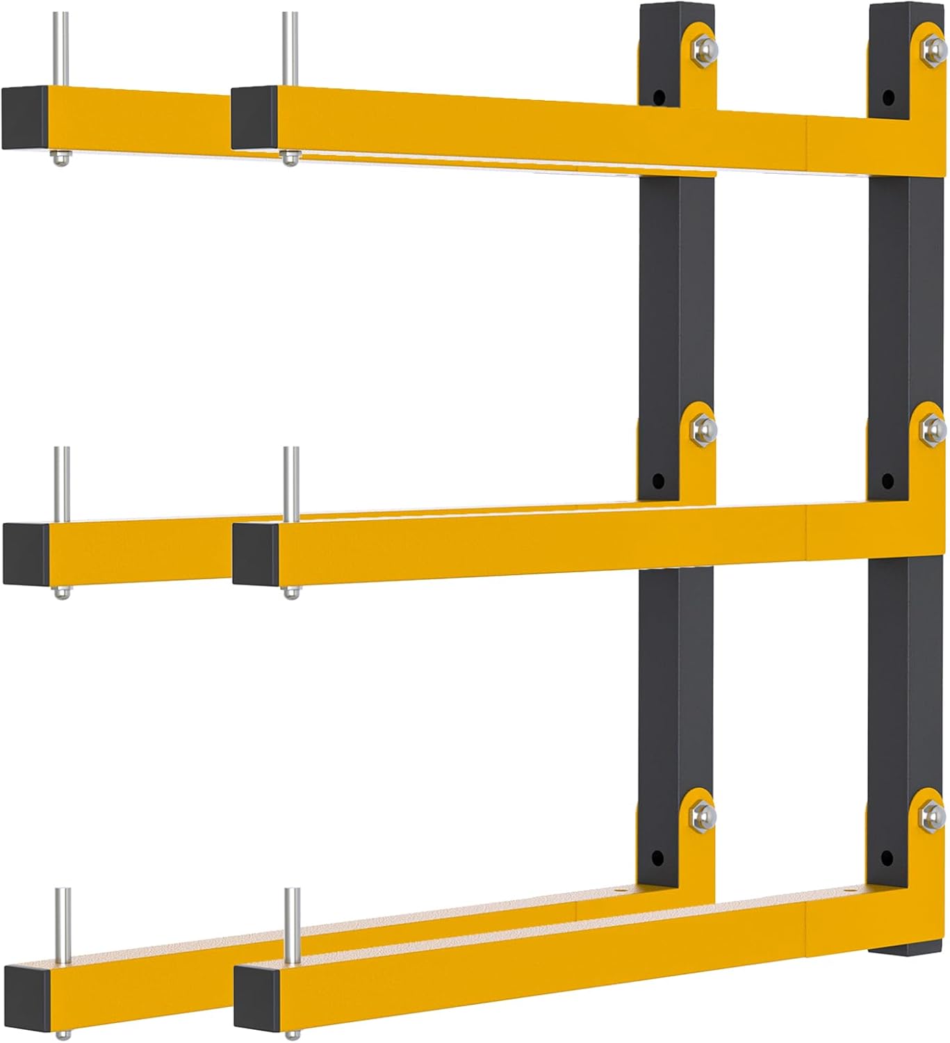 2 PACK Lumber Storage Rack Wall Mount Wood Organizer Storage Racks Heavy Duty Shelf Brackets with 3-Level System 360 LB Sturdy Folding Garage Wall Shelving, Snowboard Rack for Indoor and Outdoor