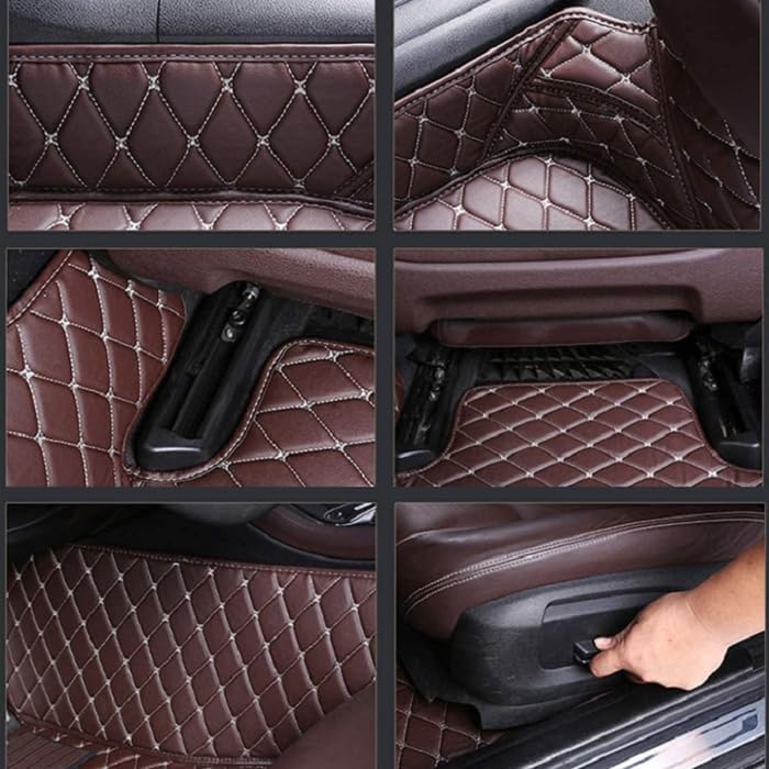 Customized Personalized car Floor mats, All-Weather Luxury car Floor mats, Waterproof and Anti Slip Leather car Floor mat Lining, 95% Customized car, Truck, and SUV Floor mats (Border Yellow Stripe)