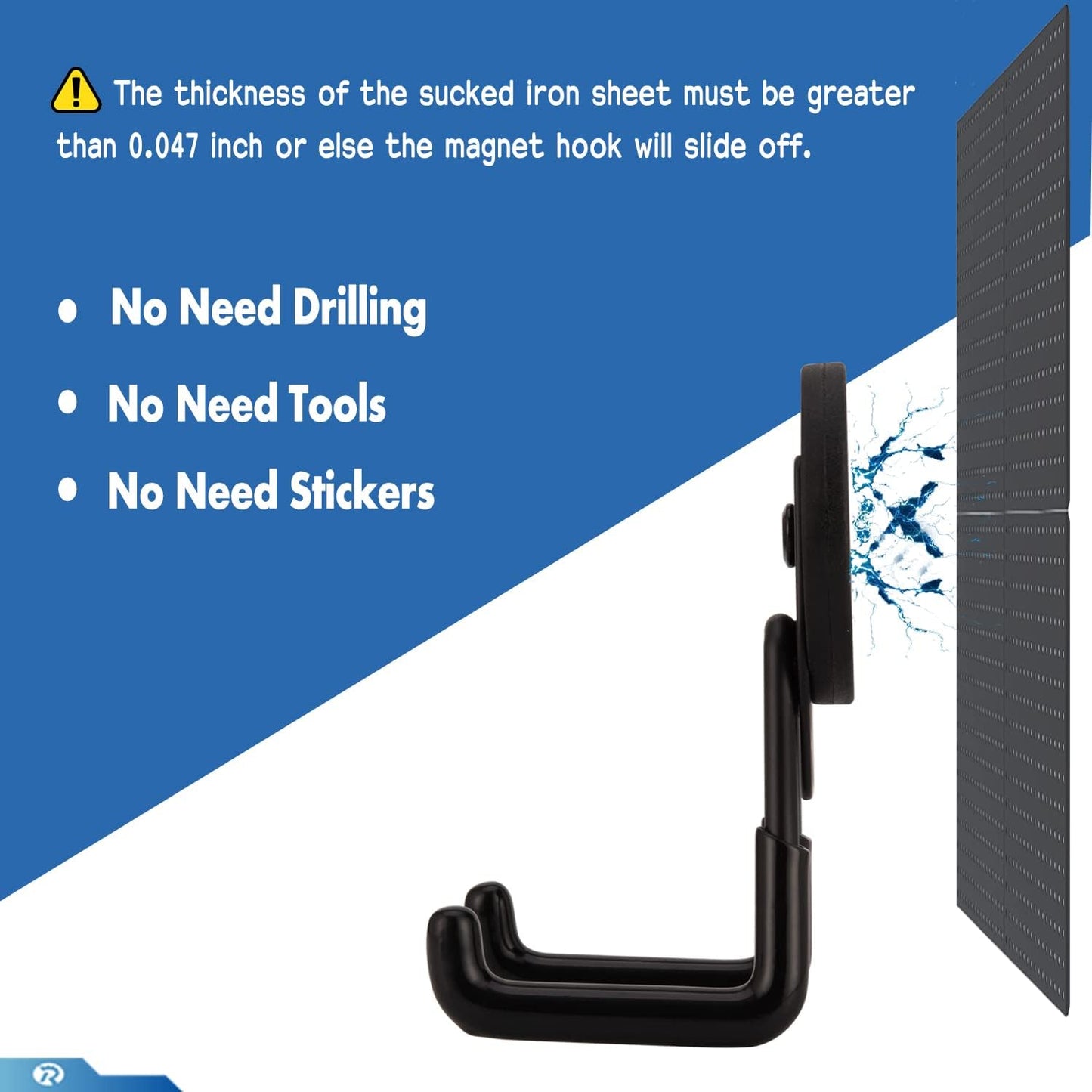 2 Pcs Magnetic Hook Heavy Duty, Strong Magnet Hooks for Garage Tools Hose Rope Electric Drill