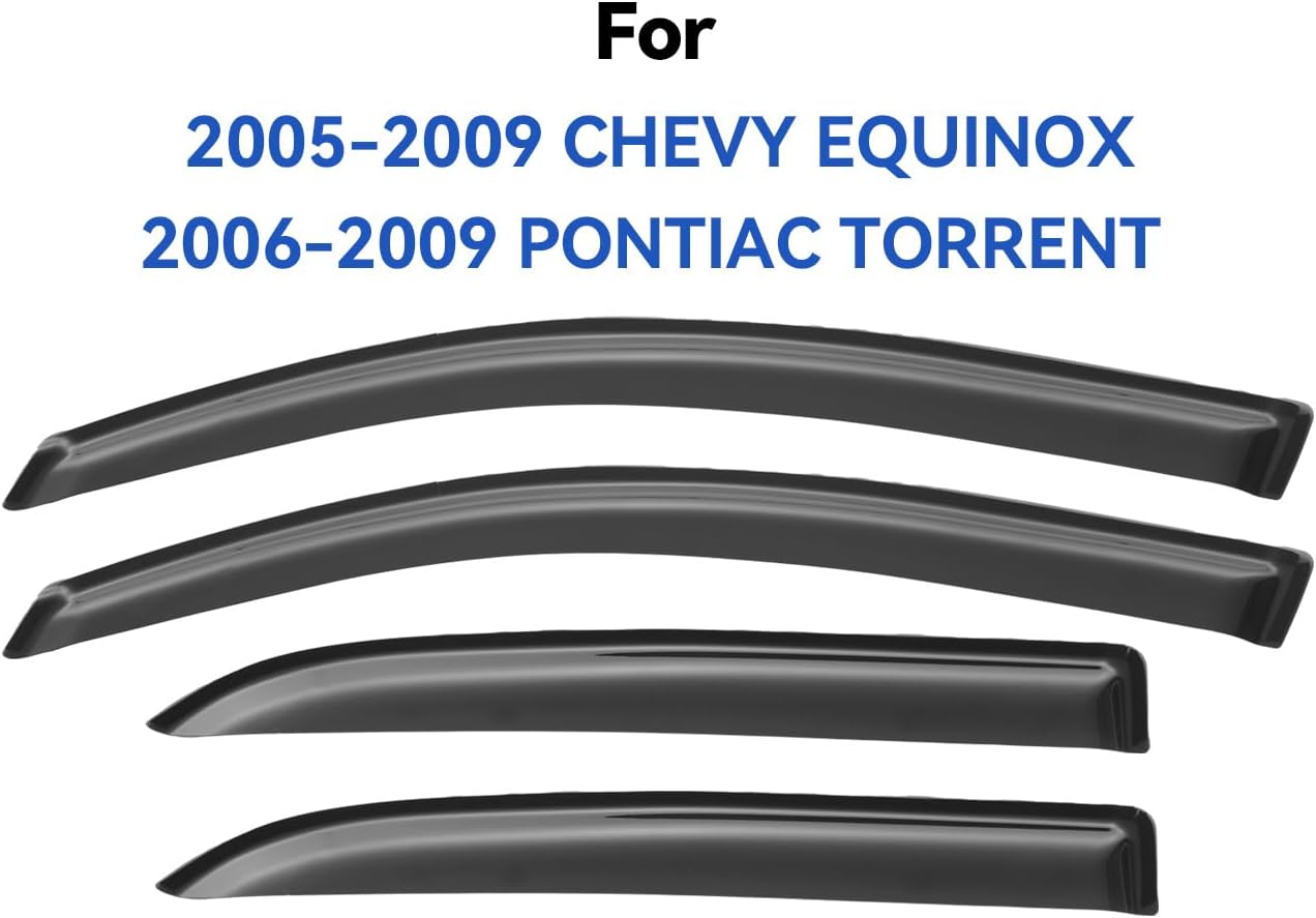 Window Visors Rain Guards for 2005 2006 2007 2008 2009 Chevy Equinox, Out-Channel Window Vent Wind Deflectors Visors Shades for 2006-2009 Pontiac Torrent