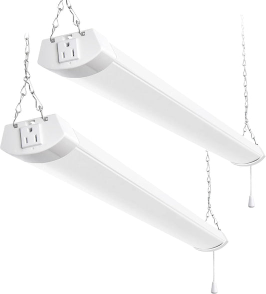 hykolity 4FT 70W LED Shop Light Linkable, 8000lm(300w Equivalent), 5000K Utility Shop Lights for Garages, Workshops, Basements, Hanging or FlushMount, with Power Cord and Pull Chain, ETL,White, 2 Pack