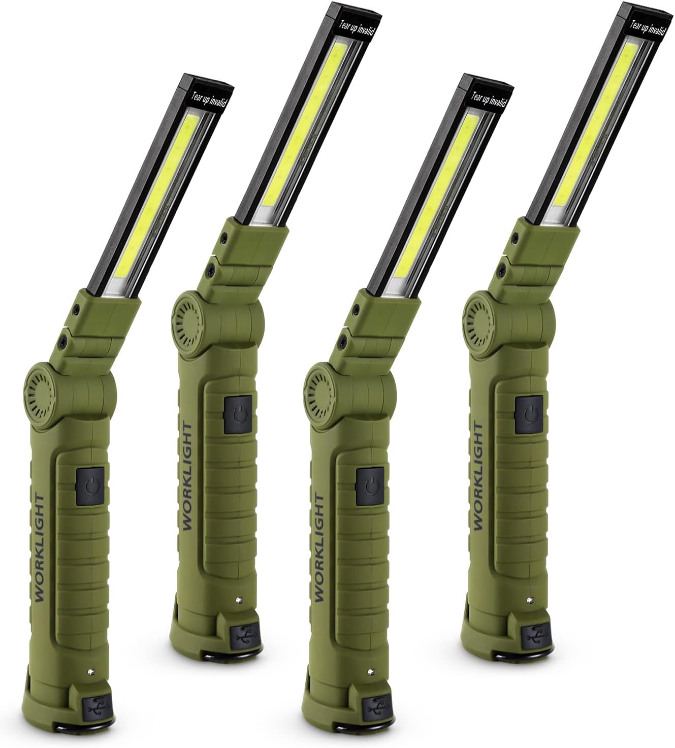 4 Pack Rechargeable LED Work Lights with Magnetic Base and 360° Rotation, 5 Modes for BBQ, Camping, Reading, and Car Repair