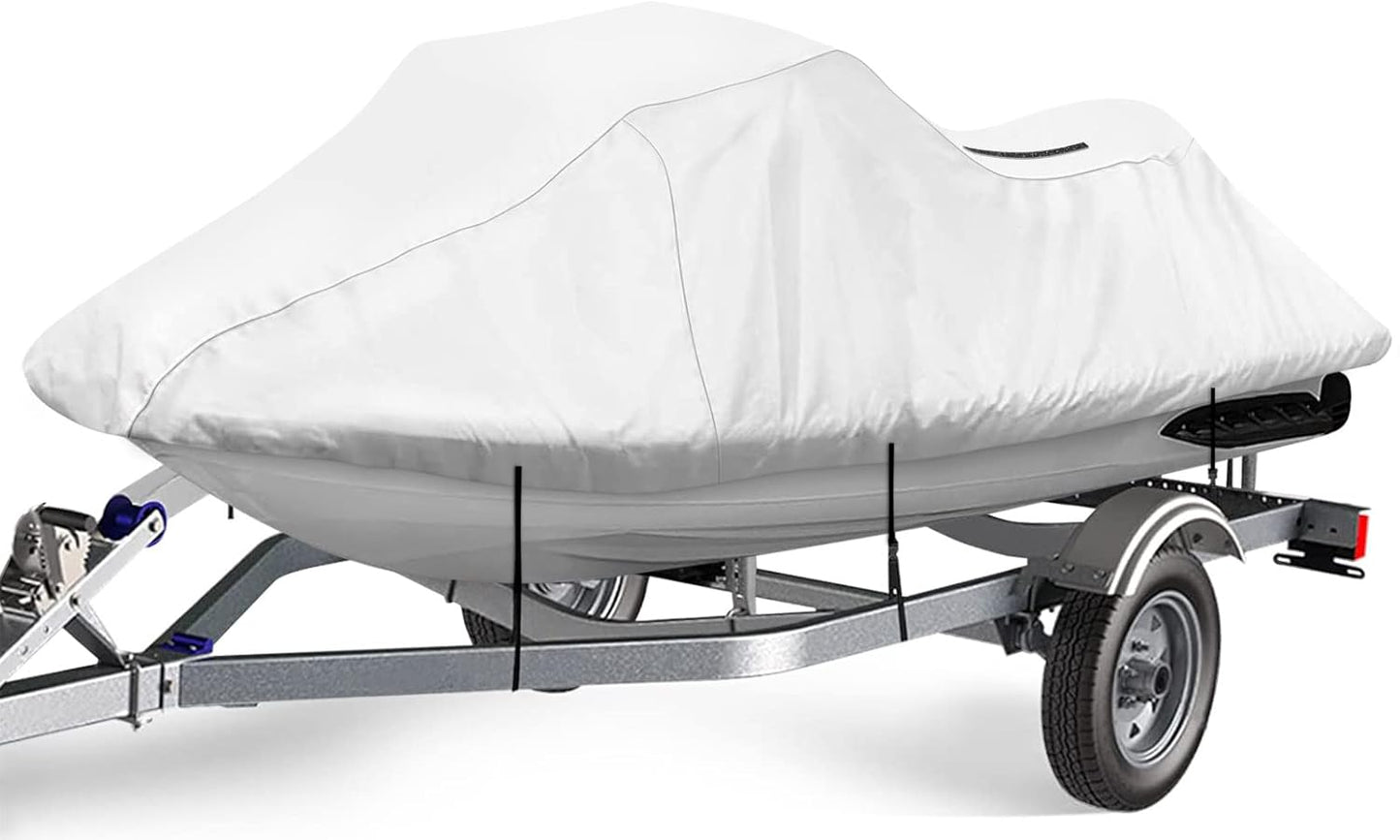 iCOVER Jet Ski Cover - Waterproof Heavy Duty Trailerable Jetski Covers for Seadoo Kawasaki Yamaha Wave Runner, Fits PWC Models Up to 125in Long