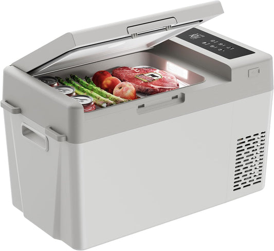 Marsail 12V Car Fridge 25QT Portable Freezer -4°F to 68°F, Compressor Cooler for Camping Travel Truck RV Home, Efficient Cooling & ECO Mode, White