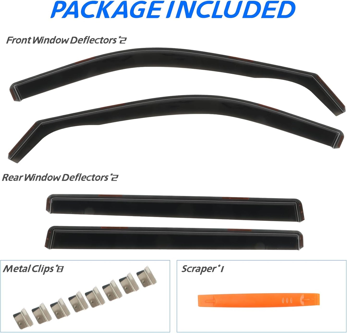 4pcs in Channel Rain Guards for 2021 2022 2023 2024 2025 Toyota Highlander, Extra Durable Side Window Wind Deflectors, Smoke Tinted Vent Window Visors Shade Shield for Cars