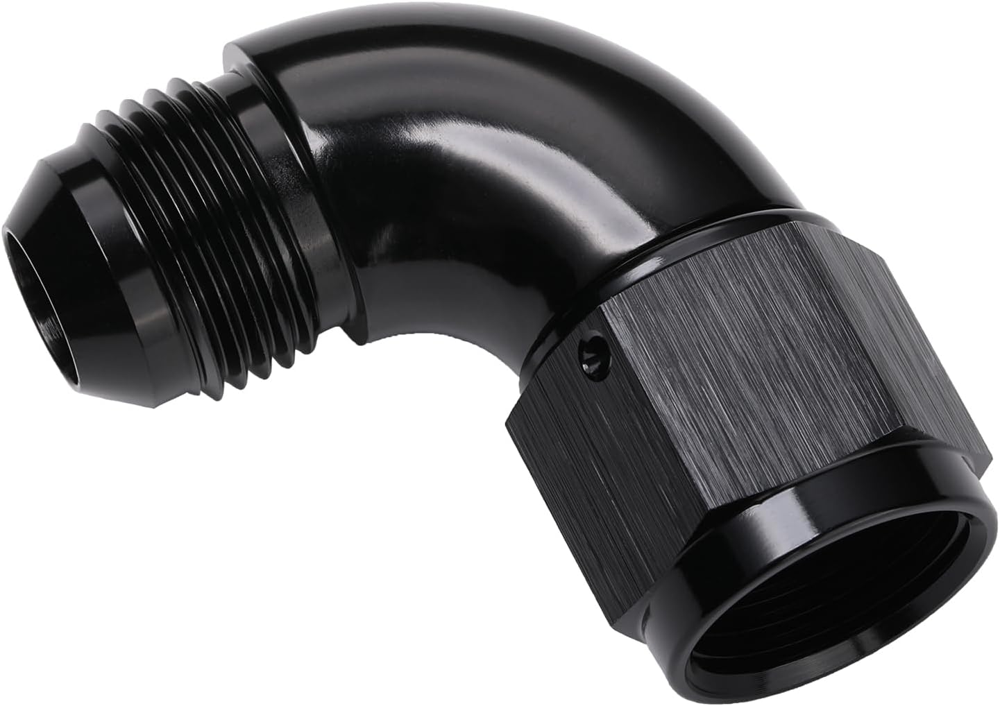 90 Degree 10AN Male to 10AN Female Swivel Full Flow Fitting Adapter Coupler Aluminum Black