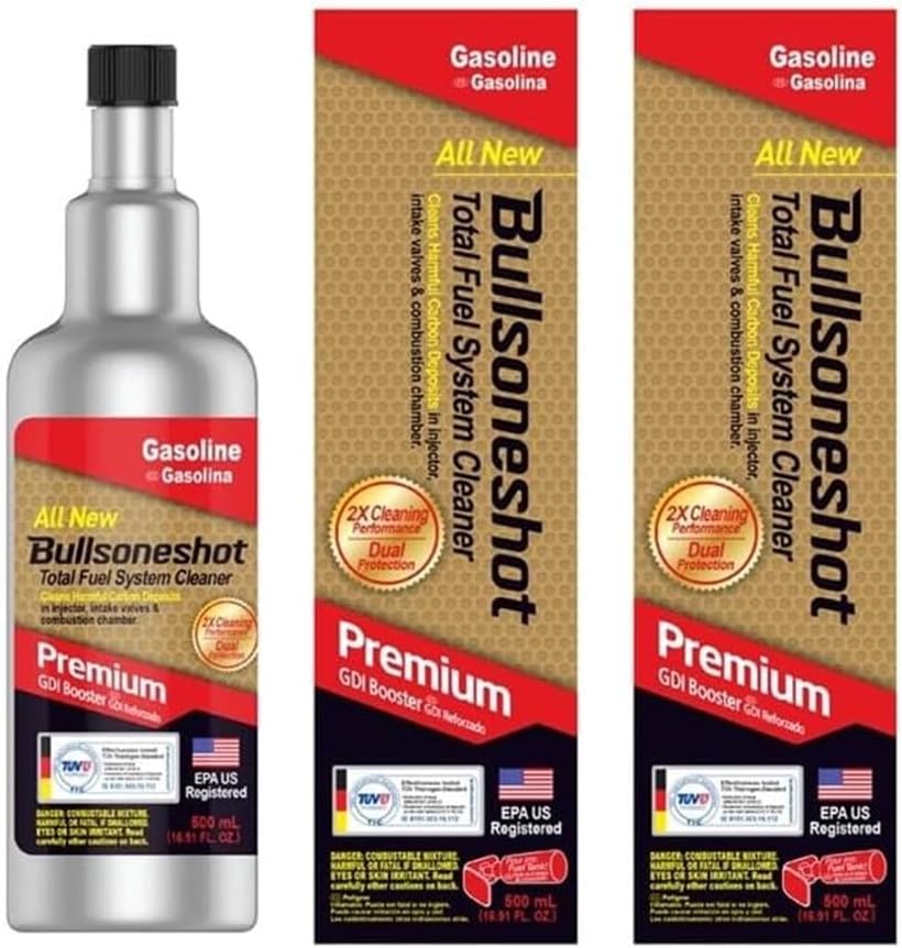 2 Pack Bullsoneshot Premium Total Fuel System Cleaner & Fuel Additive for Gasoline Engine