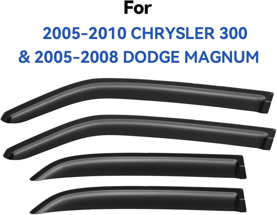 Window Visors Rain Guards Shield for 2005-2010 Chrysler 300, Out-Channel Window Vent Wind Deflectors Visors Shades for 2005-2008 Dodge Magnum