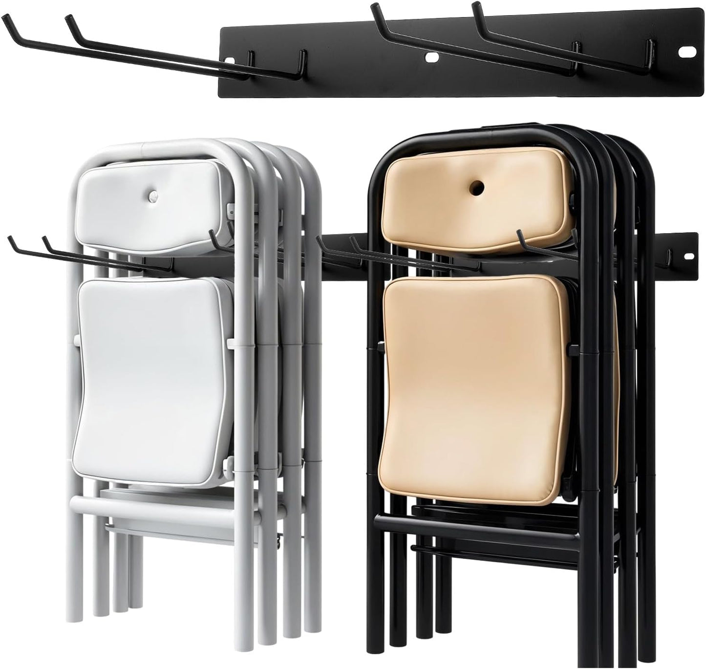 ﻿Folding Chair Storage Rack for Chair Organization and Garage Wall Mount Storage, Garden Tool Rack Organizer (2 Pack)