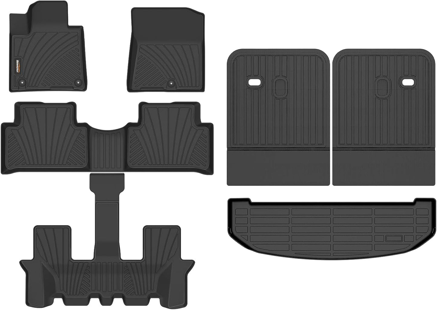 Binmotor-All Weather Floor Mats Cargo Liner Custom Set for Kia Sorento 2021-2025 6/7 Passenger(Not for Hybrid), Heavy Duty TPE Car Floor Liners for Sorento Accessories