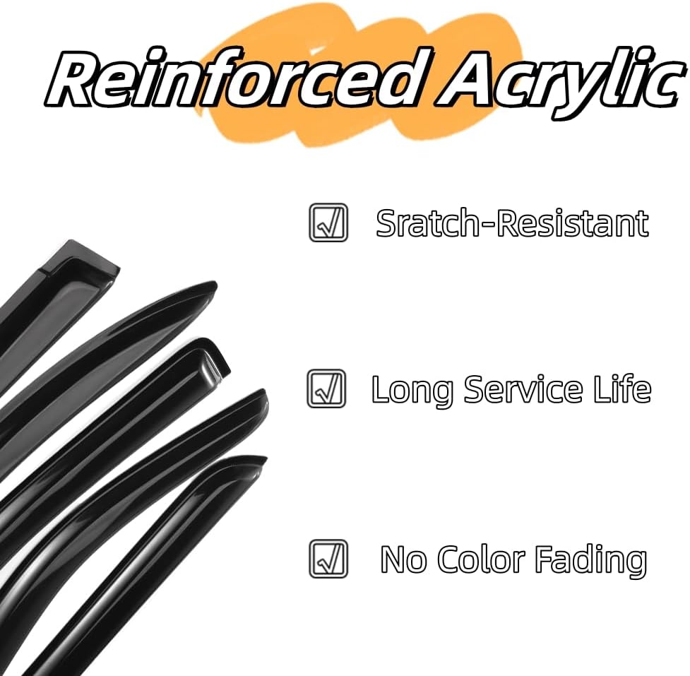 Rainproof Side Window Wind Deflectors for 2021-2024 Hyundai Elantra, Tape-on Sun Rain Guard Sets,Nice Looking Window Visors for Cars,Vent Deflector for 21-24 Hyundai Elantra 94169