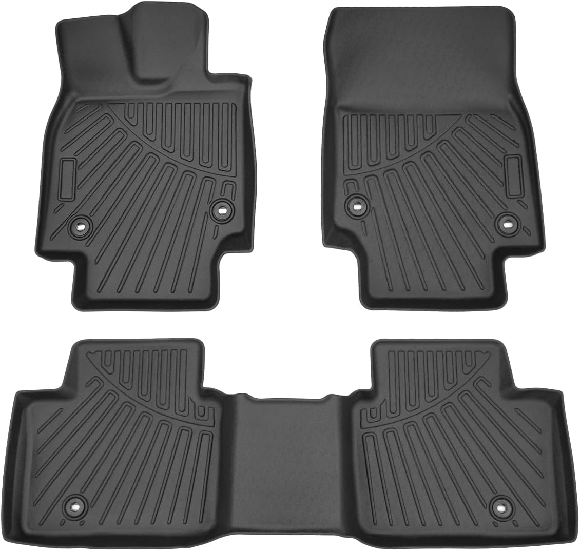 Powerty Floor Mats for 2023 2024 2025 Toyota Crown Accessories All Weather Floor Liner 3D TPE 1st & 2nd Row Floor Mat Heavy-Duty Floor Liners