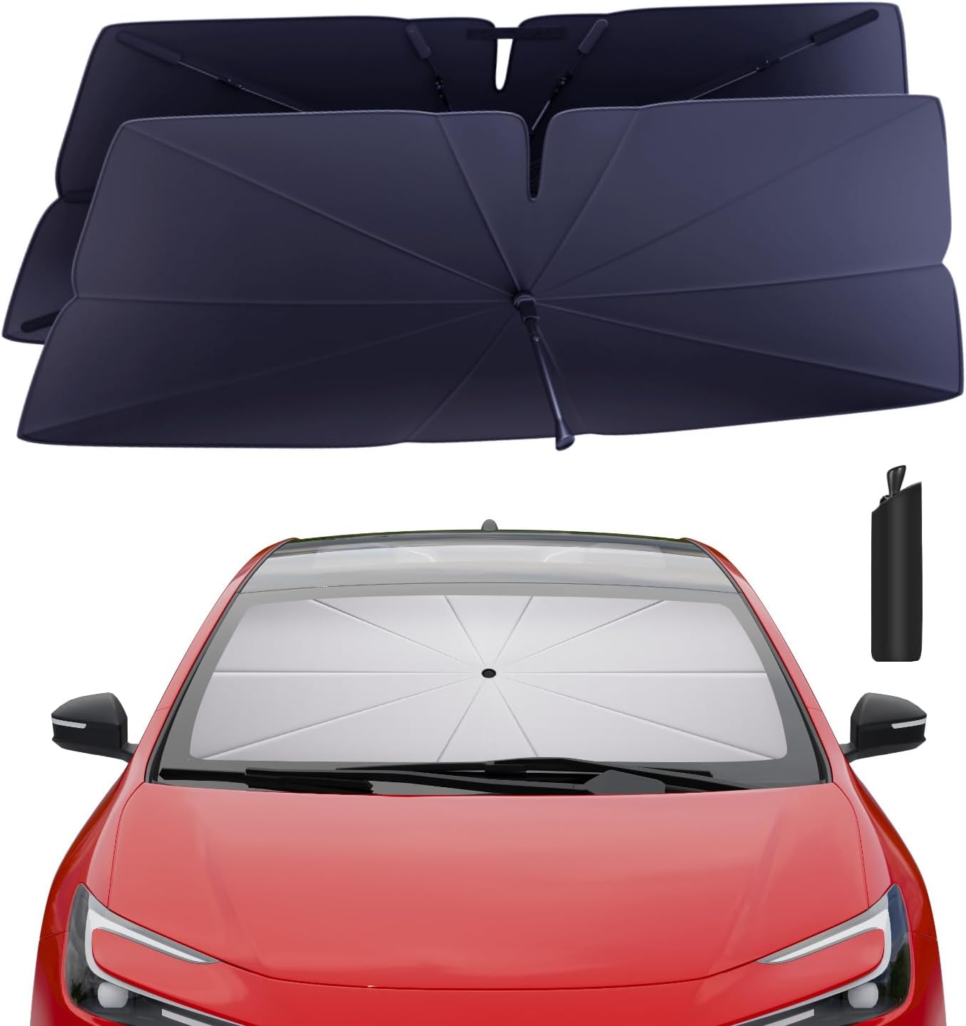 Windshield Sun Shade Umbrella for 2016-2022 Toyota Prius Hatchback Accessories: Custom Fit 240T Silver, Double Thickened, Foldable Sunshade Window Sun Visor, Ultimate 99% UV Blocking for XLE, Limited