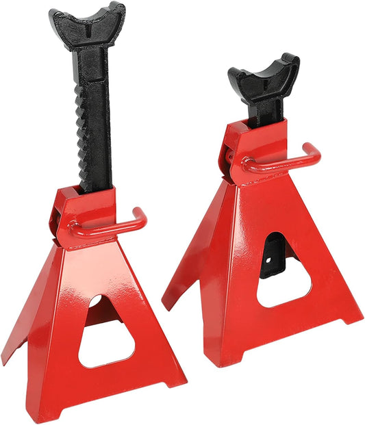 6 Ton (12,000 LBS) Automotive Jack Stands, Heavy Duty Steel Car Lifting Stand for Garages, Repair Shops, Adjustable Height 14.6"- 24", Red, 1 Pair