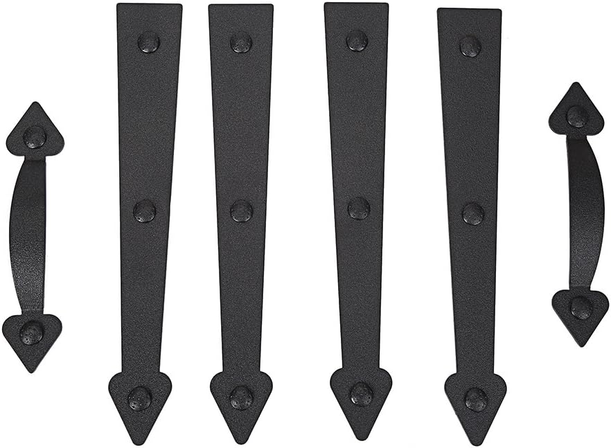 Magnetic Decorative Garage Door Curb Appeal Faux Hinges Handles Hardware Kit Color Black