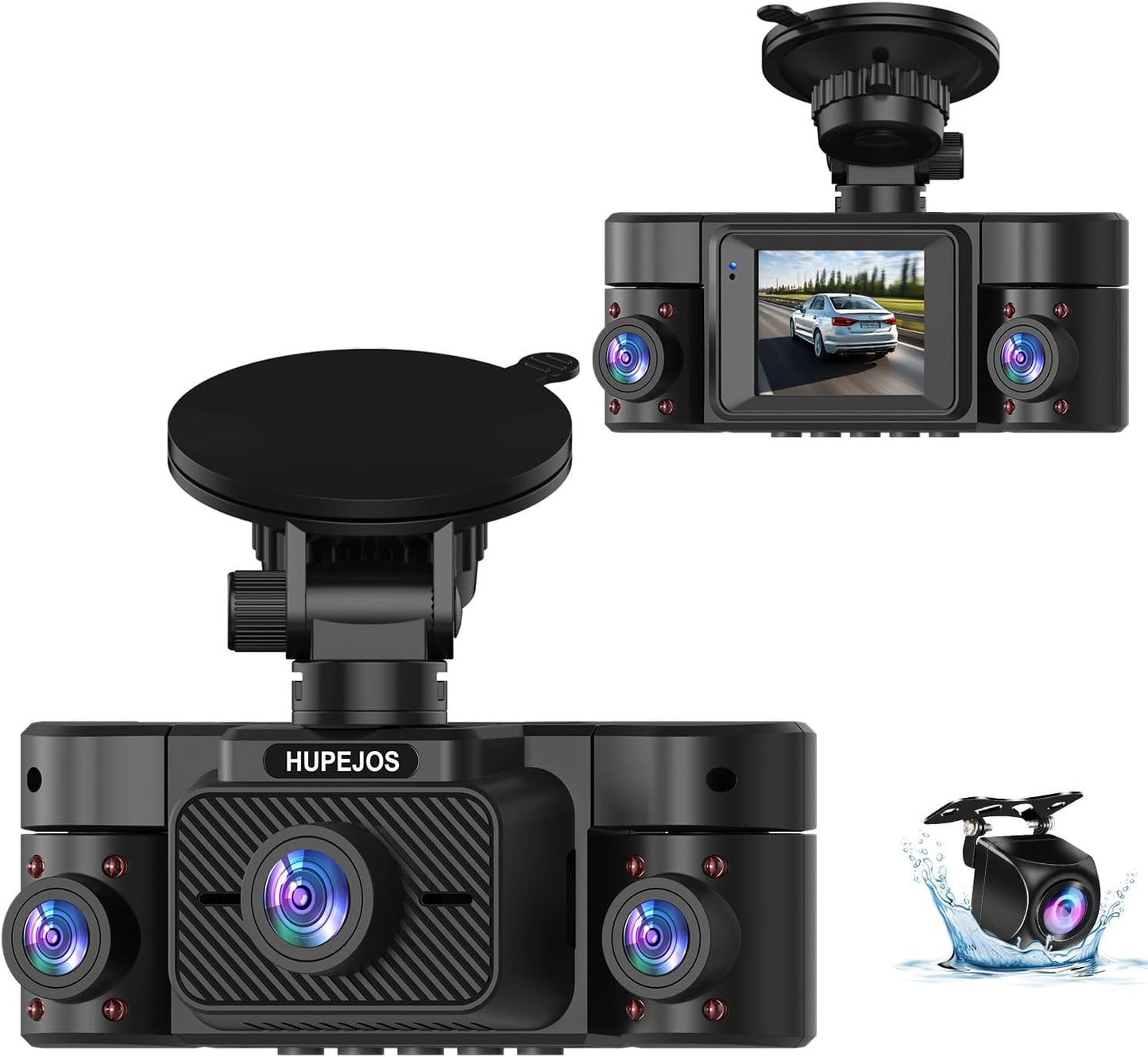 Dash Cam Front and Rear, 360 Dgree View 4 Channel Dash Camera for Cars 2K FHD, Mini Dashcam Built-in WiFi, Car Camera with 64GB Card, Voice Control, Night Vision,WDR,24/7 Parking Mode, V30-4CH