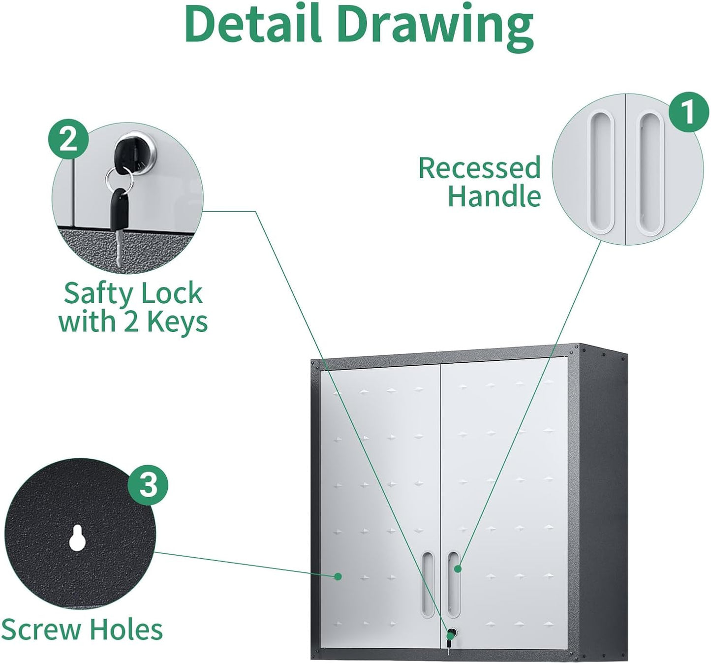 Metal Tool Cabinet,Garage Storage Cabinet System,Wall Cabinet & Locking Rolling Tool Cabinet with Doors and Adjustable Shelves,Steel Tool Cabinets for Home,Office (10 Pcs-StyleA, Black & Grey)