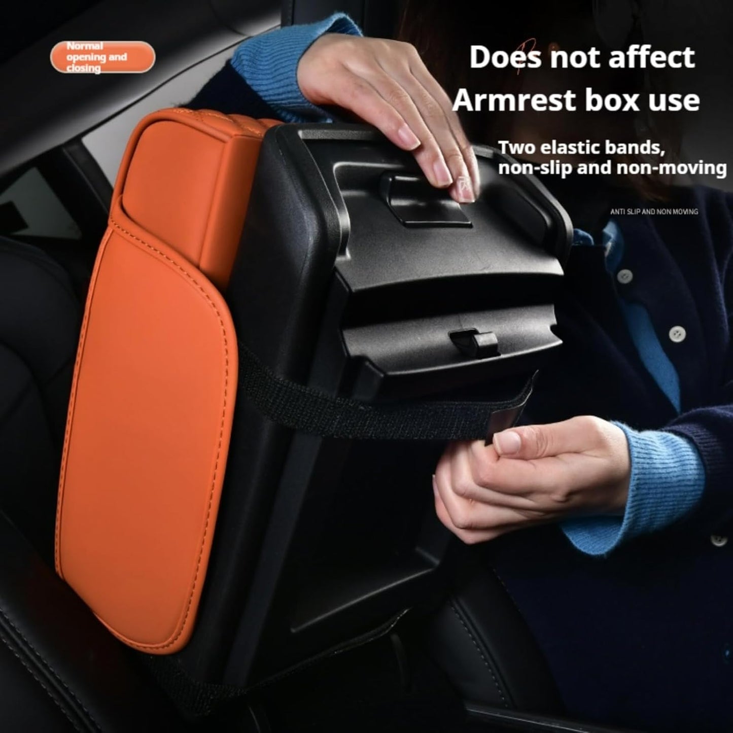 Center Console Cover Organizer, 5-In-1 Arm Rest Cover for Car with Cup Holder & Storage Pocket & Tissue Holder, Armrest Cover Cushion Pad, Water Ripples, Beige