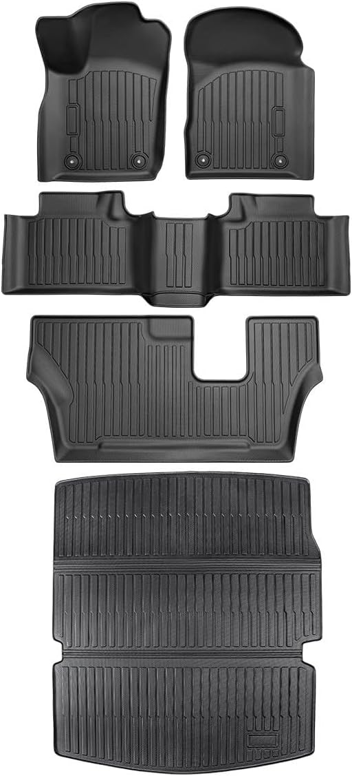 Floor Mats Full Set for Dodge Durango 2011-2015 7 Seats, All Weather Floor Mats Cargo Liner Car Accessories for Dodge Durango 2011-2015, Custom Fit Accessories Rubber Trunk Liner for SUV Cargo