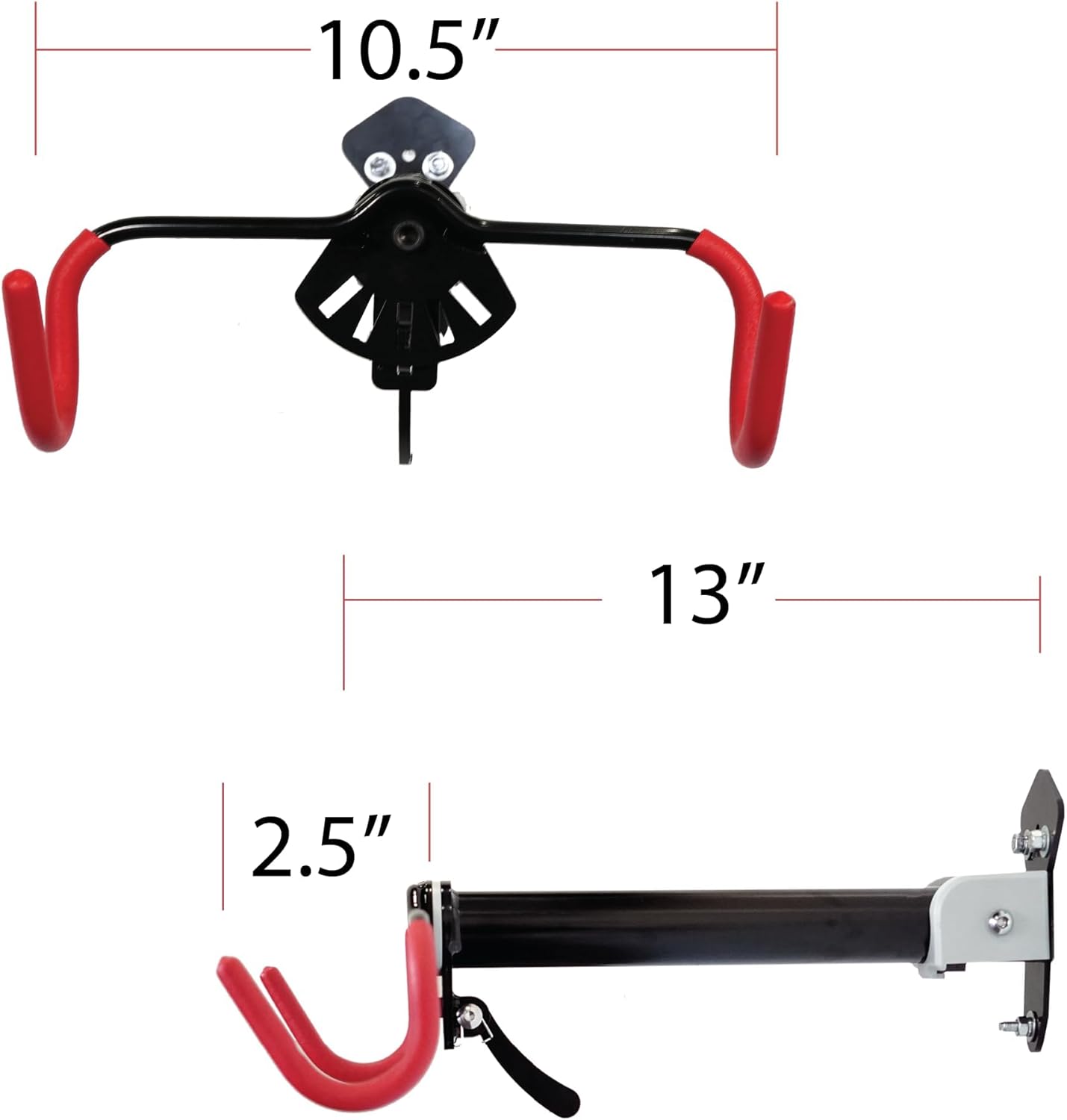Ibera Bike Wall Mount - Secure Bike Storage up to 18kg with Adjustable Frame Holder & Soft Rubber Cradles - Garage Bike Rack for Road, MTB, Kids, Hybrid Bikes - Easy Installation & Space-Saving Design