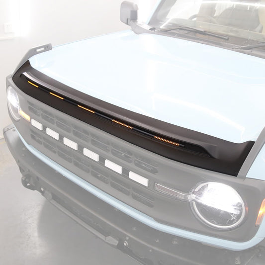 Bug Shield Hood Deflector with Light for Ford Bronco 2021-2024 2/4 Door Amber Light Bug Deflector Hood Protector