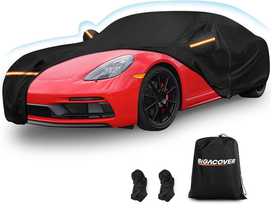 Car Cover for Porsche Cayman, for Porsche 718 (986/987/981), Spyder 1997-2025, Waterproof 210D Oxford Cloth and Cotton Outdoor Car Covers with Zipper Windproof Heavy Duty All Weather