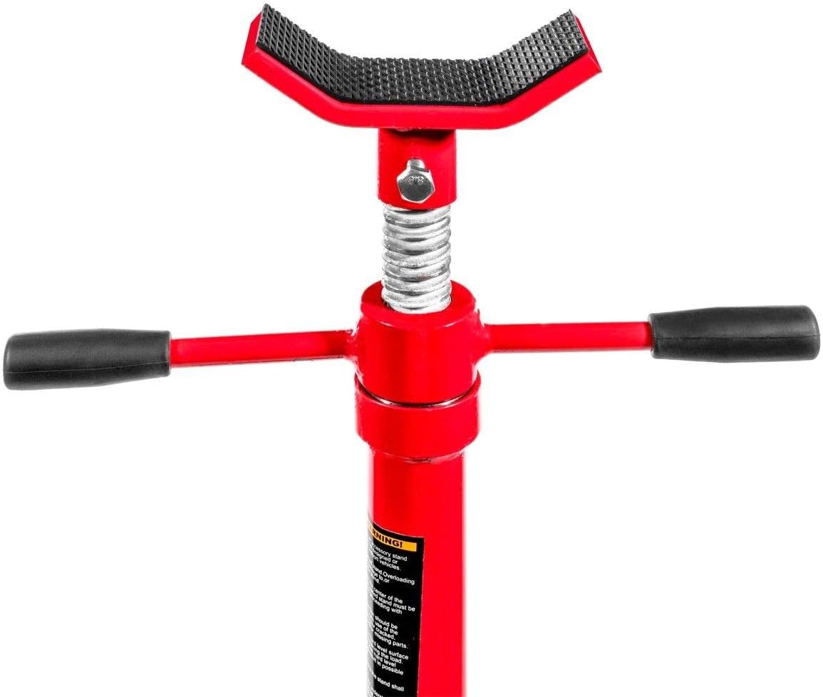 Stark USA Under Hoist Support Lift Jack Stand Wide Base 1/2-Ton 1,000 lbs Capacity Spin Handle, Self-Locking Threaded Screw, Supports Vehicle