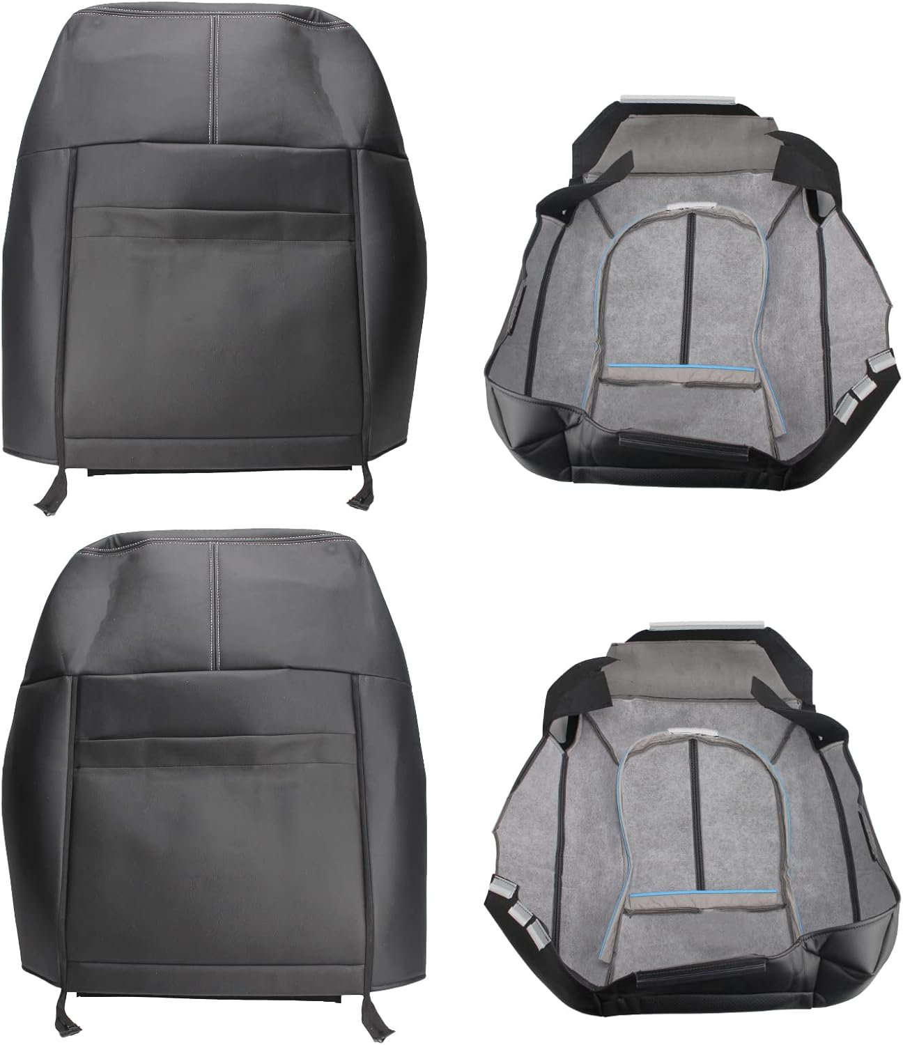 AUTOKAY Car Seat Covers for Ford Ford F250 F350 F450 F550 11-16, 4 Pcs Waterproof Faux Leatherette Cushion Cover Front Bottom & Top Back Synthetic Leather Seat Cover Black