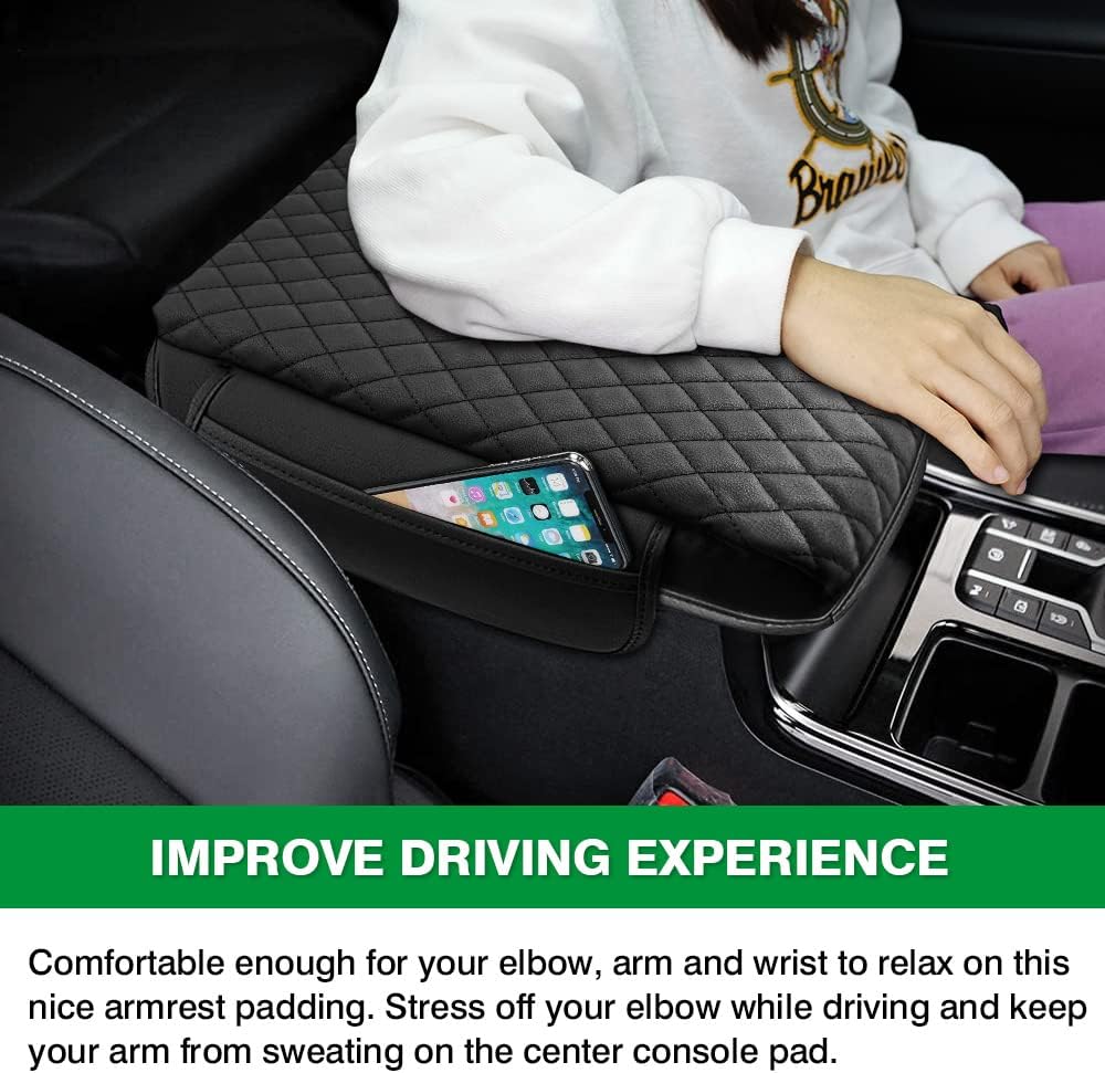 Shademax Center Console Cover Kia Sorento Accessories 2026 2025 2024 2023 2022 2021 Armrest Cover Center Console Pad for Kia Sorento PU Leather Armrest Seat Box Cover Protector w/Pockets Storage Bag