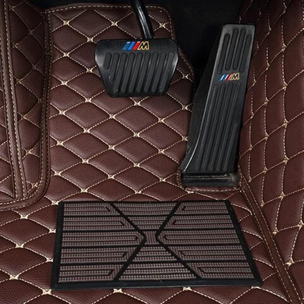 Custom All-Weather Protection Luxury Leather Floor Mats for Cars SUVs Trucks According Anti-Slip Leather Floor mats ﻿ (40,Striped Brown)