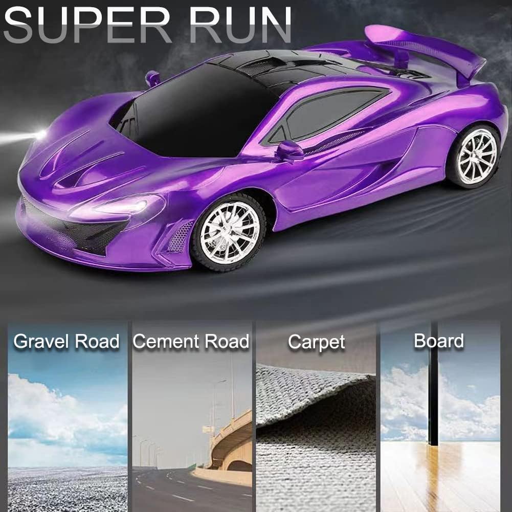 Remote Control Car for Girls, RC Sport Racing for Kids Hobby Toy, 2.4GHz Electric Power On Road High Speed Drift Model Vehicle with Led Headlight and Controller Rechargeable,Xmas Birthday Gifts Purple