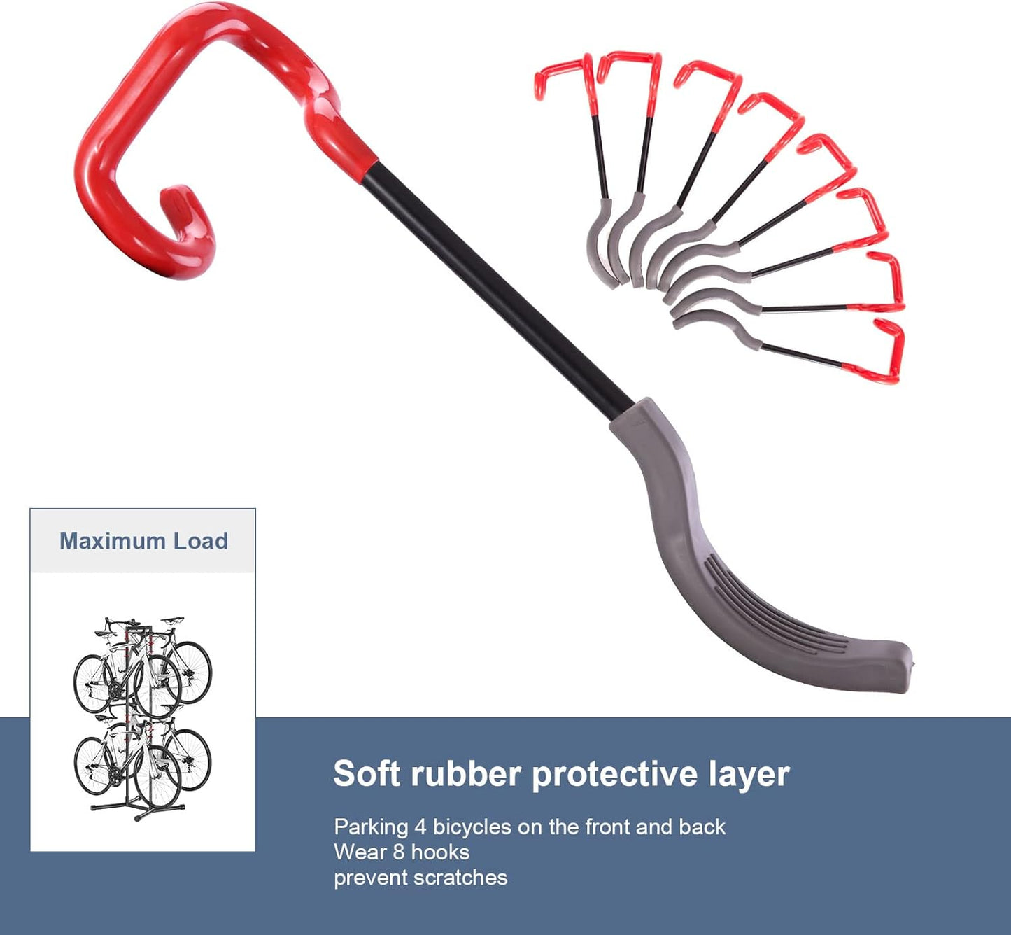 teraysun Indoor 4 Bike Storage Rack, Adjustable Arm Hook for Mountain, Road Bicycles, Beach Cycle, and Fat Tire Bikes, Freestanding Mount Home & Garage Vertical Bike Floor Stand Hold Up to 154lbs