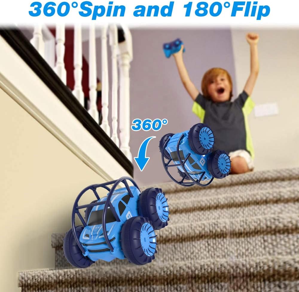 MaxTronic Amphibious Remote Control Car,Rechargeable RC Cars Toy 360° Flips Rotation Stunt Crawler 15KM/H 4WD All Terrain Outdoor Indoor Toy for Kids Boys Girls 3-12