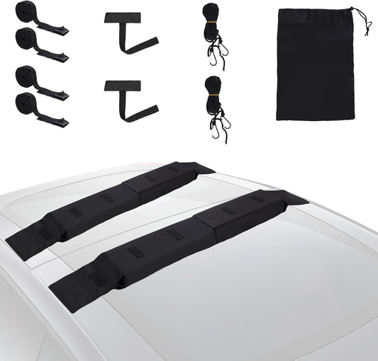 Car Soft Roof Rack Black 600D Oxford Cloth EVA Foam Anti Slip Bottom Universal Soft Roof Rack Pads for Kayak Surfboard