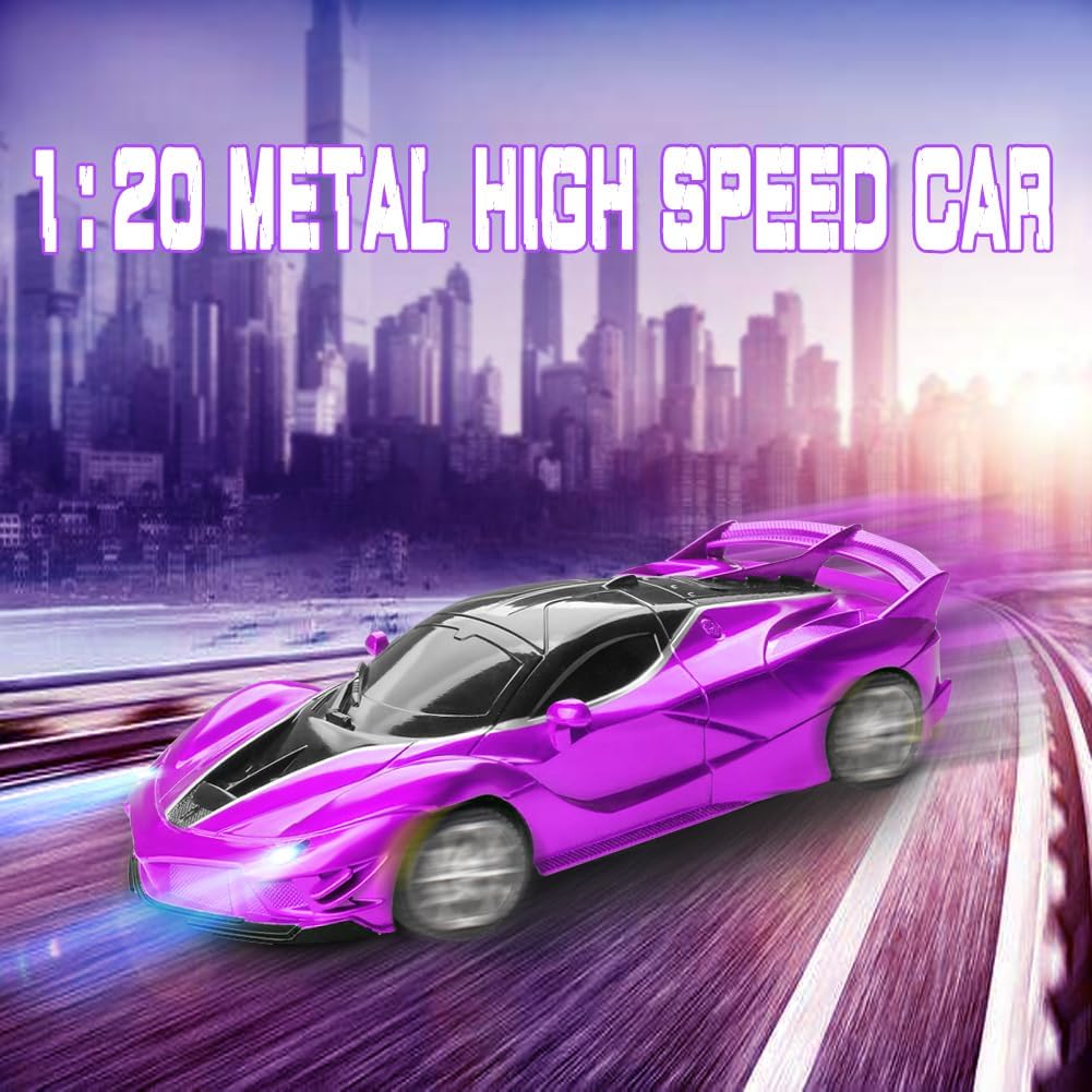 Remote Control Car for Girl, 2.4GHz 4WD Electric RC Cars Toy Racing with Led Lights Rechargeable High-Speed Hobby Toy Vehicle, RC Car Gifts for Age 3 4 5 6 7 8 9 Year Old Kids (Purple)