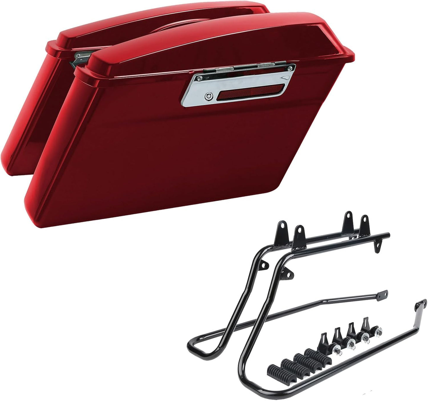XFMT Red Hard Saddlebags Saddle Bags Trunk W/Black Conversion Brackets For Harley Softail Heritage Classic Deluxe 1984-2017