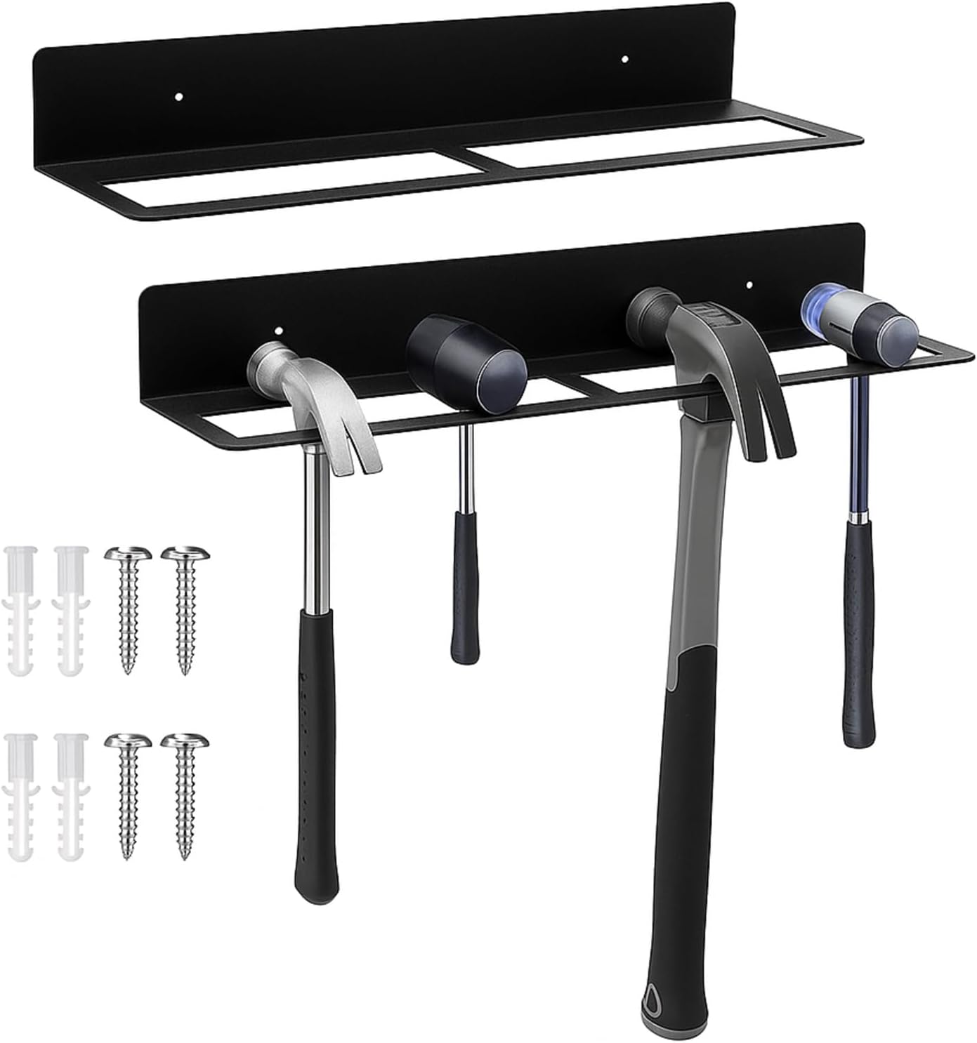 2 Pcs Metal Wall Mounted Hammer Rack Hand Tools Storage Screwdriver Organizer for Garage Workshop