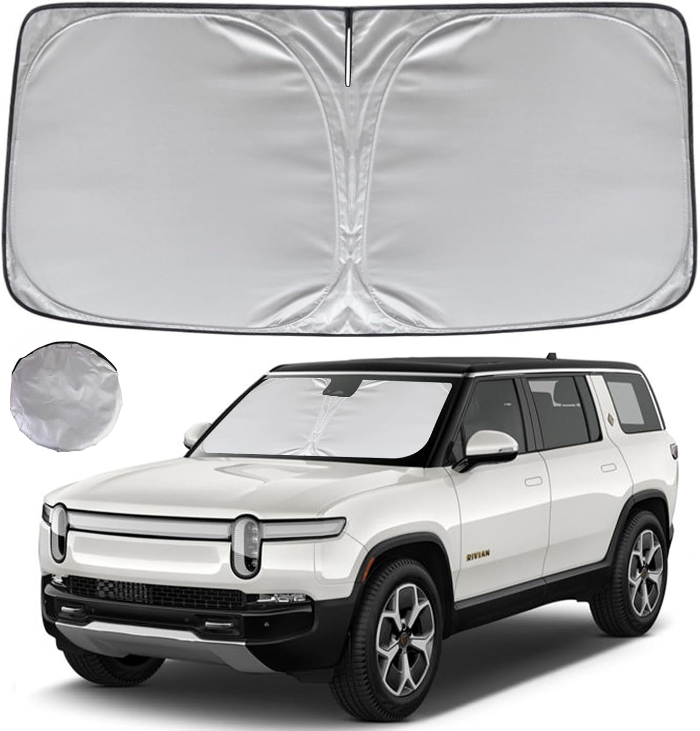 KAYZT Windshield Sun Shade for 2022-2025 2026 Rivian R1S Foldable Sunshade Front Window Custom Fit Car Accessories